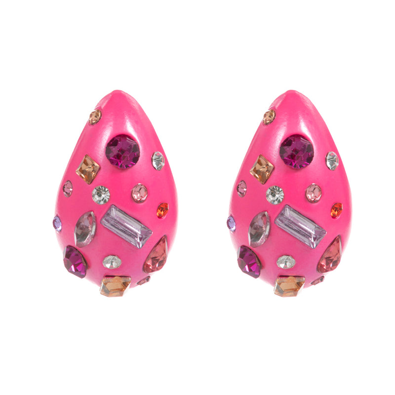 Crystal Teardrop Earrings | PINK