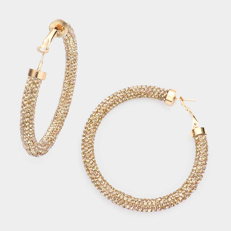 Pave Hoop Earrings | GOLD