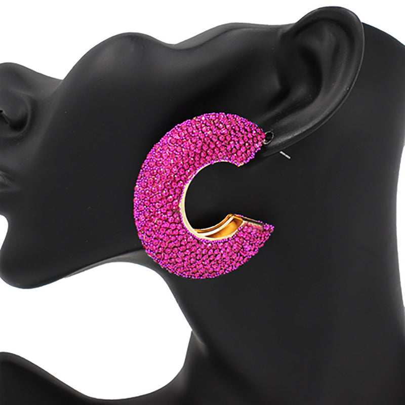 Bling Studded Hoops | PINK